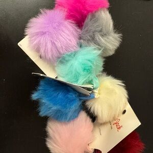 New - 9 Pieces Cat & Jack Multicolor Faux Fur Hair Ties